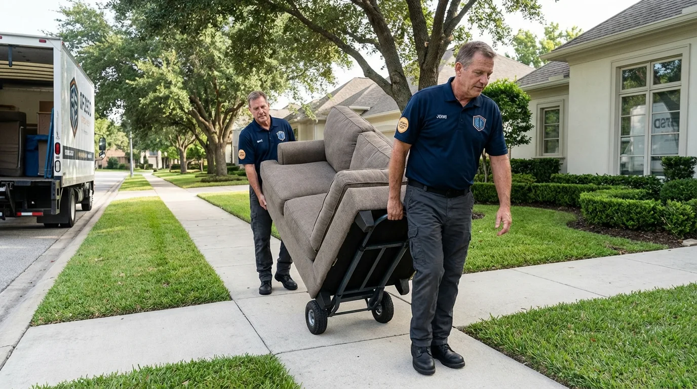 Local residential moving crew loading furniture in Batavia, NY